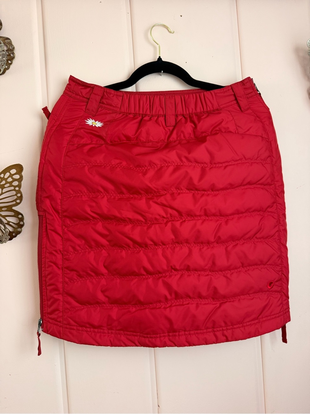 Skhoop Red Quilted Down Insulated Skirt - Women SzS - Picture 5 of 7